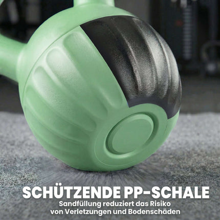 Kettlebell 6kg Sand-Filled, Non-Slip Grip, Green