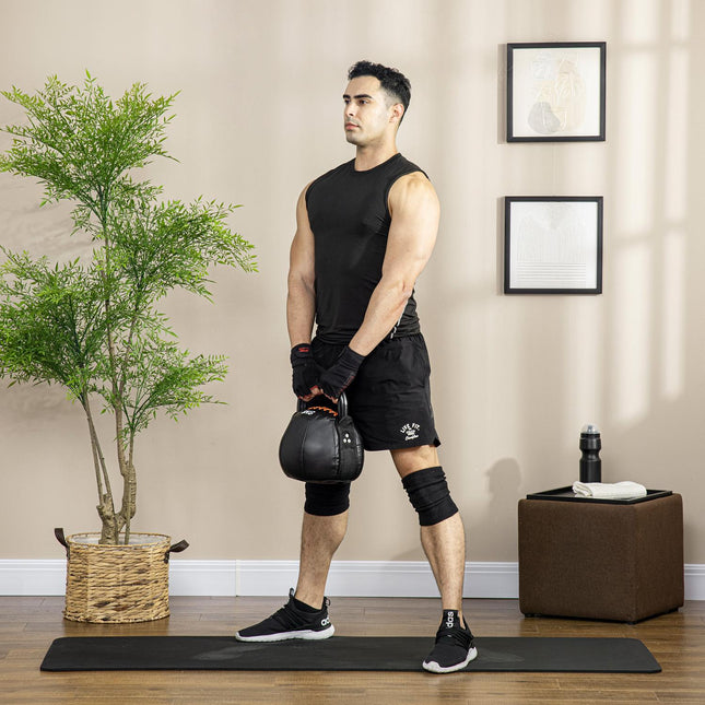 8 Kg Kettlebell, steel handle, floor friendly, black