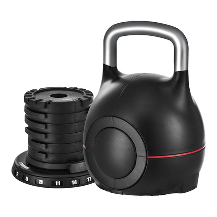 Kettlebell, Adjustable 7 Levels 2–20 kg, ABS Aluminum