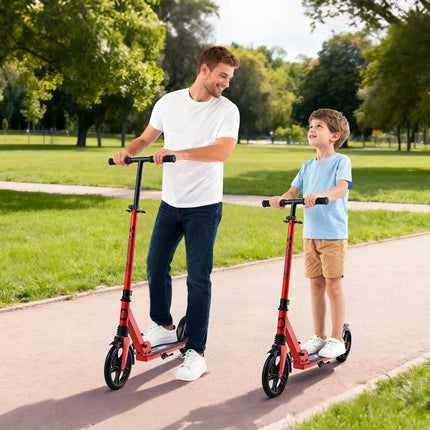 Kick Scooter, 2-Wheel Foldable, Adjustable, 220 lb, Red