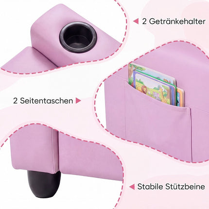 Kids 2-Seater Recliner Sofa with Cup Holders – Pink