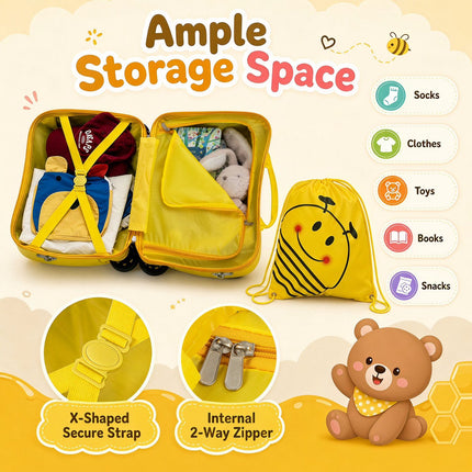 Kids 3-Piece Yellow Luggage Set with Backpack & Headrest