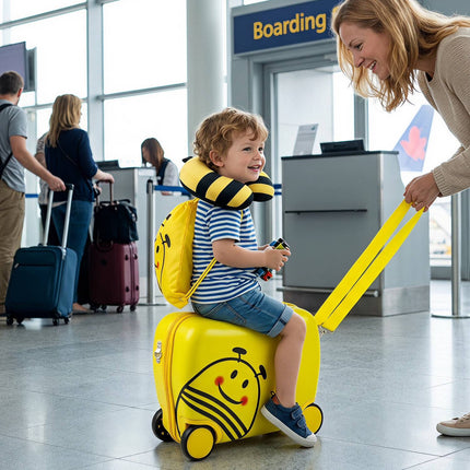 Kids 3-Piece Yellow Luggage Set with Backpack & Headrest