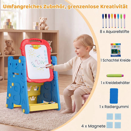 Kids 3-in-1 Art Easel with Magnetic Board, Blue