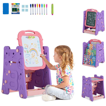 Kids 3-in-1 Art Easel with Magnetic Board – Pink