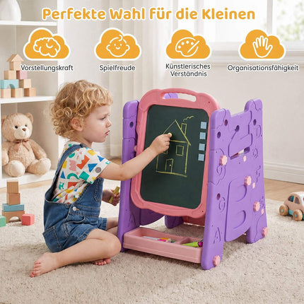 Kids 3-in-1 Art Easel with Magnetic Board – Pink