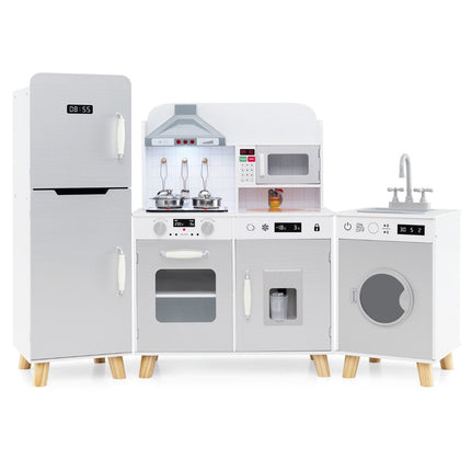 Kids 3-in-1 Play Kitchen Set with Fridge & Washer