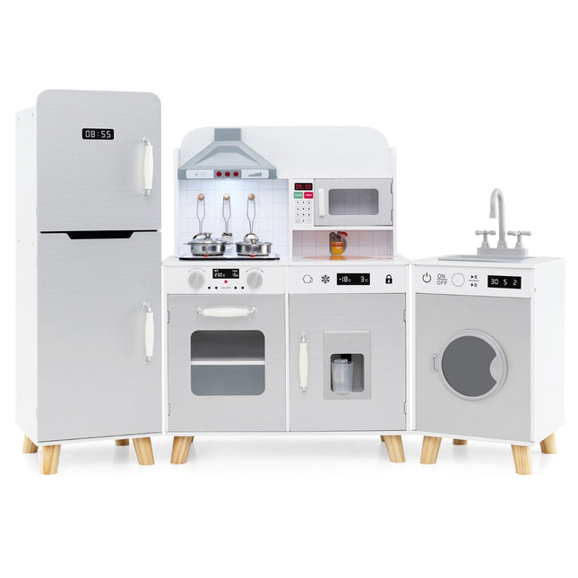 Kids 3-in-1 Play Kitchen Set with Fridge & Washer