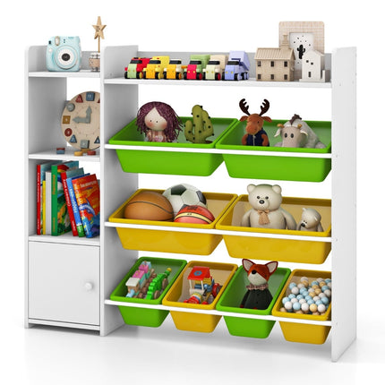 Kids' 4-Tier Toy Storage Shelf with 8 Bins, 2 Shelves