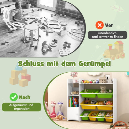 Kids' 4-Tier Toy Storage Shelf with 8 Bins, 2 Shelves