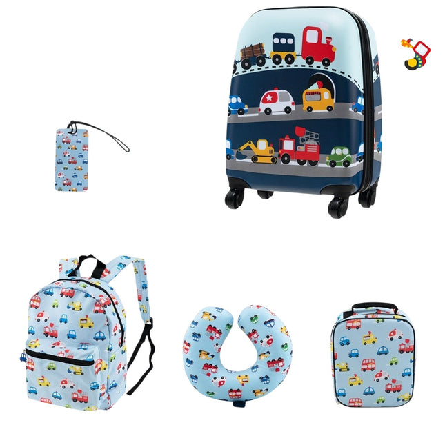 5-delige bagageset voor kinderen: 16" koffer, rugzak, blauw