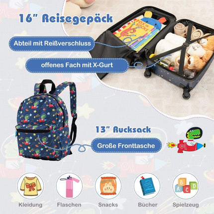 Kids' 5-Piece Luggage Set with 16"" Suitcase & Backpack
