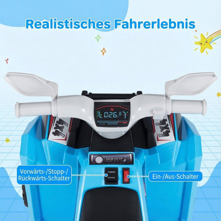 Kids 6V Electric ATV with Trailer, Blue, Durable Wheels