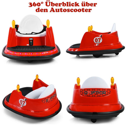 Kids' 6V Electric Bumper Car with Lights, Red, 57x75x42 cm