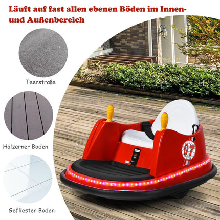 Kids' 6V Electric Bumper Car with Lights, Red, 57x75x42 cm