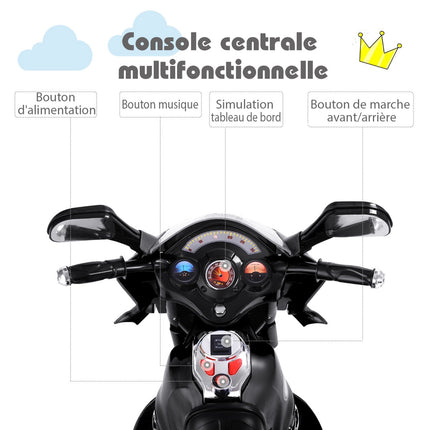 Kids 6V Electric Motorcycle, 3-Wheel, Music, LED