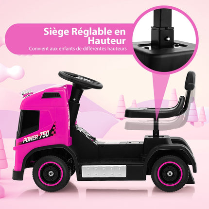 Kids 6V Electric Ride-On Truck, Adjustable Seat, Pink