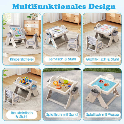 Kids 6-in-1 Activity Table & Easel Set with Storage