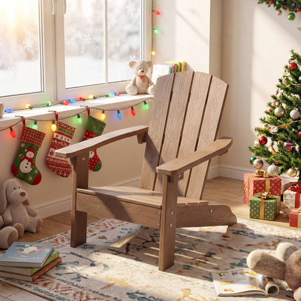 Kids Adirondack Chair, All-Weather HIPS, High Back, Brown