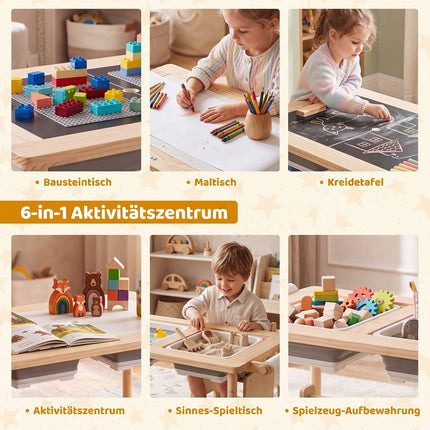Kids Adjustable Activity Table & Chair Set, Natural Wood