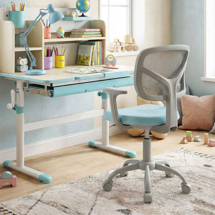 Kids Adjustable Desk Chair with Swivel Wheels – Blue