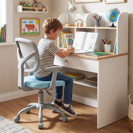 Kids Adjustable Desk Chair with Swivel Wheels – Blue