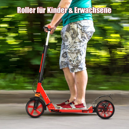 Kids' Adjustable Kick Scooter, Foldable, Red
