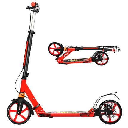 Kids' Adjustable Kick Scooter, Foldable, Red
