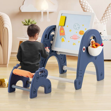 Kids Art Easel Set, Magnetic Whiteboard, Stool, 66 Blocks