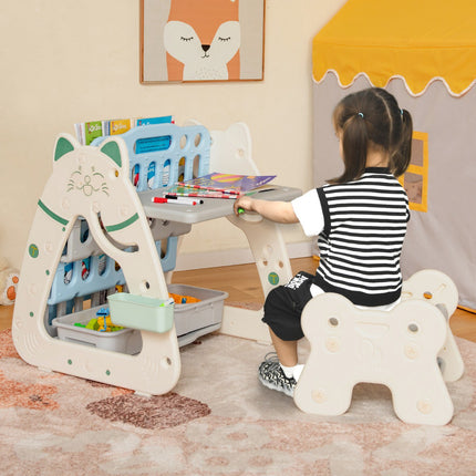 Kids Art Easel With Stool – 3-In-1 Magnetic Dry Erase Book Rack