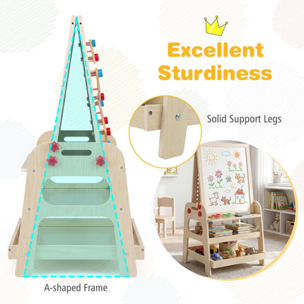 Kids Art Easel with Magnetic Whiteboard & Marble Run Game