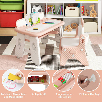 Kids' Art Table & Chair Set with Adjustable Height, Pink