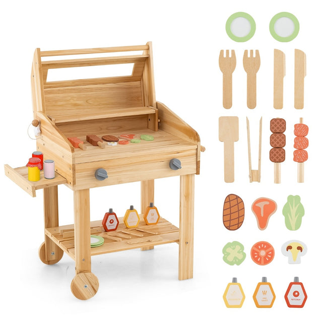 Kids BBQ Playset with Play Food & Grill Tools & Accessories Kitchen Set