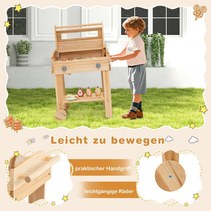 Kids BBQ Playset with Play Food & Grill Tools & Accessories Kitchen Set