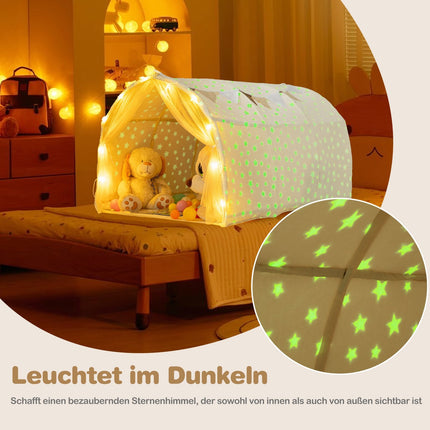 Kids Bed Tent with Glow Stars & Net Curtains