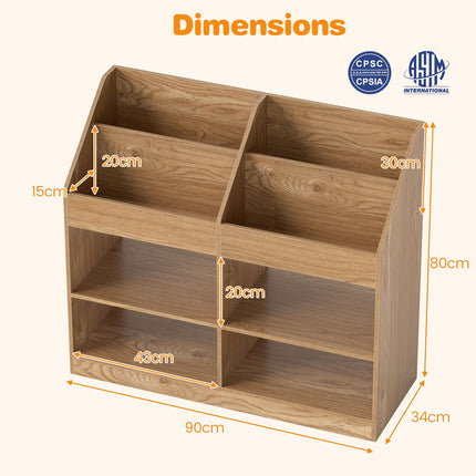 Kids Bookshelf, 3-Tier Display Rack, 4 Compartments