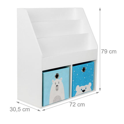 Kids' Bookshelf with Fabric Boxes and Shelves