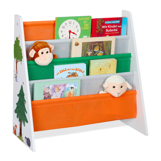Kids' Bookshelf with Forest Animal Design