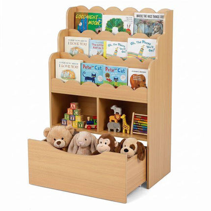 Kids Bookshelf with Toy Storage, 5-Tier Wooden Bookcase