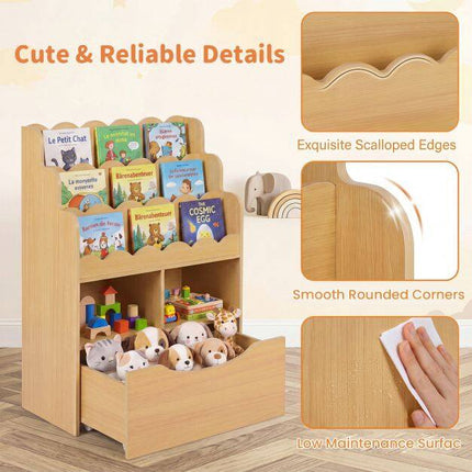 Kids Bookshelf with Toy Storage, 5-Tier Wooden Bookcase