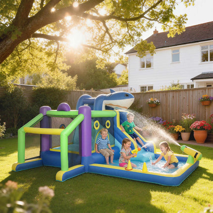 Kids Bounce House with Slide & Water Cannons, 8-in-1 Fun