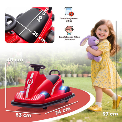 Kids Bumper Car, 360 Spin, LED Lights, Music, Ages 3-8