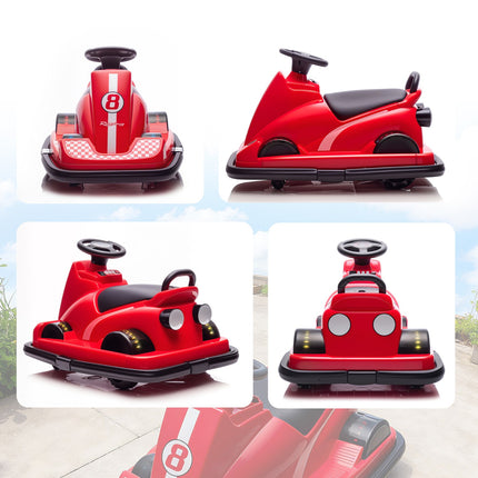 Kids Bumper Car, 360 Spin, LED Lights, Music, Ages 3-8