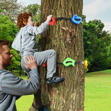 Kids Climbing Holds Set, 18-Piece Tree Mount With Ratchets