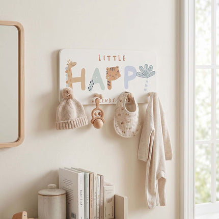 Kids' Coat Rack with 4 Hooks, 20x40 cm, MDF/Pine