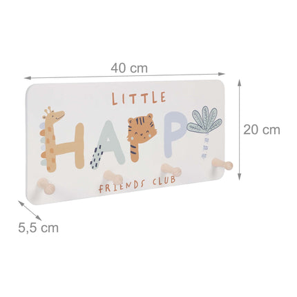 Kids' Coat Rack with 4 Hooks, 20x40 cm, MDF/Pine
