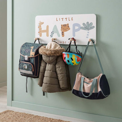 Kids' Coat Rack with 4 Hooks, MDF and Pine, 20x40 cm