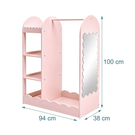 Kids' Coat Rack with Mirror and Shelf, MDF & Acrylic