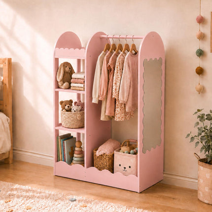 Kids' Coat Rack with Mirror and Shelf, MDF & Acrylic