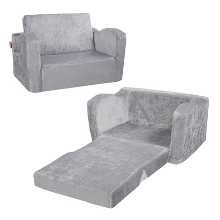 Kids Convertible Fold-Out Sofa Bed Chair, Gray